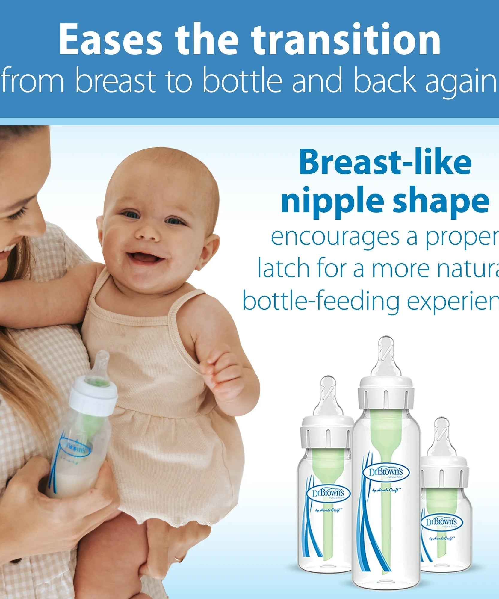 Dr. Brown's Natural Flow Anti-Colic | Y-Cut Narrow Baby Bottle Silicone Nipple | Ideal for Thicker Liquids | 9m+ | 100% Silicone | 2-Pack