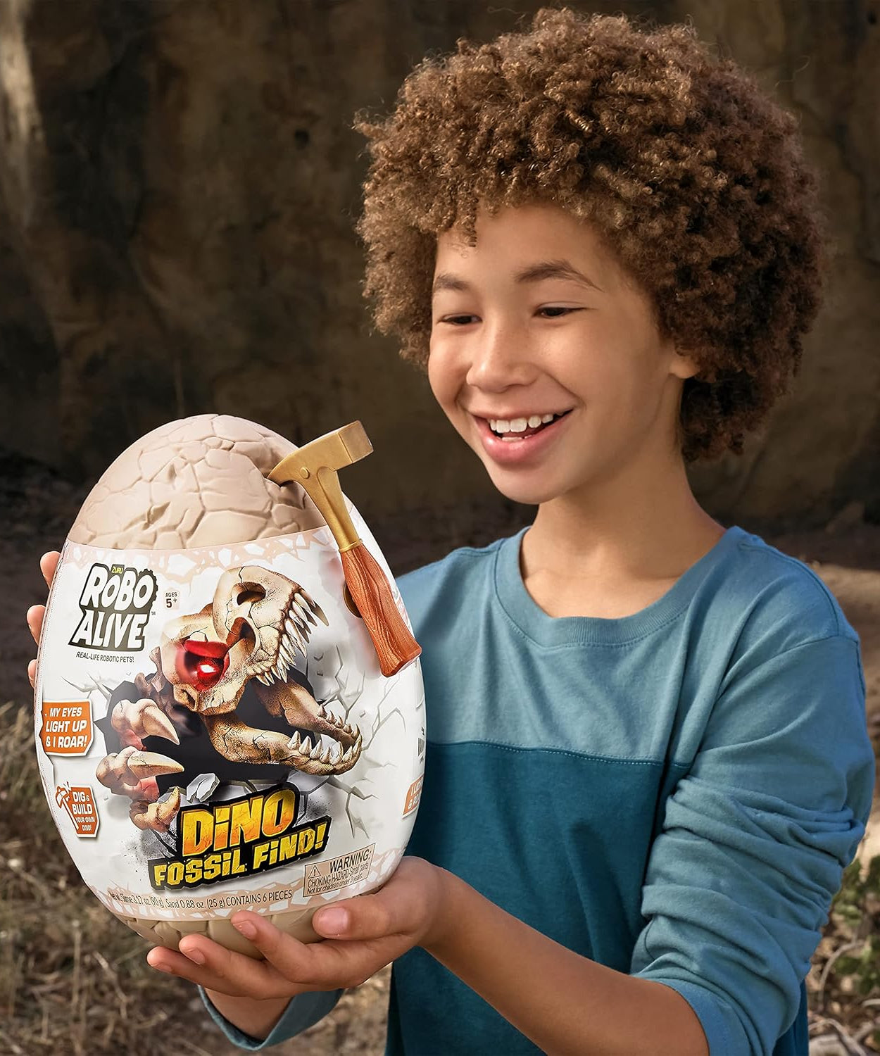 Zuru Robo Alive Dino Fossil Find - Dig, Assemble, Light-Up Dino Skeleton with Sounds, Dinosaur Fossils Excavation Kit, for Kids Ages 5+