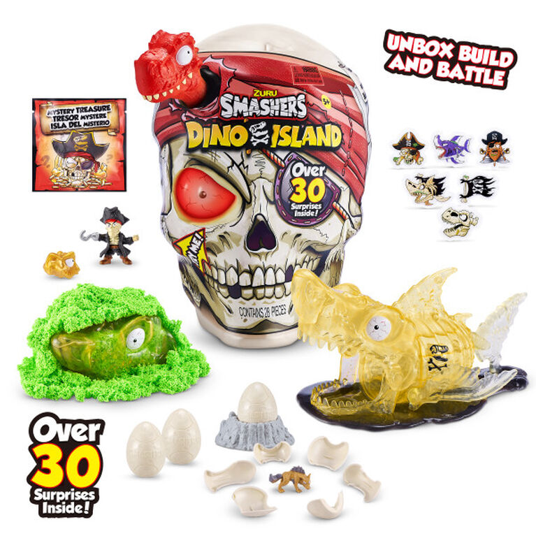 Zuru Smashers Dino Island - 28 Pieces Pirate Adventure Dino Toy for Kids 5+ with Sand, Slime & Over 30 Surprises - MINIMEE KIDS