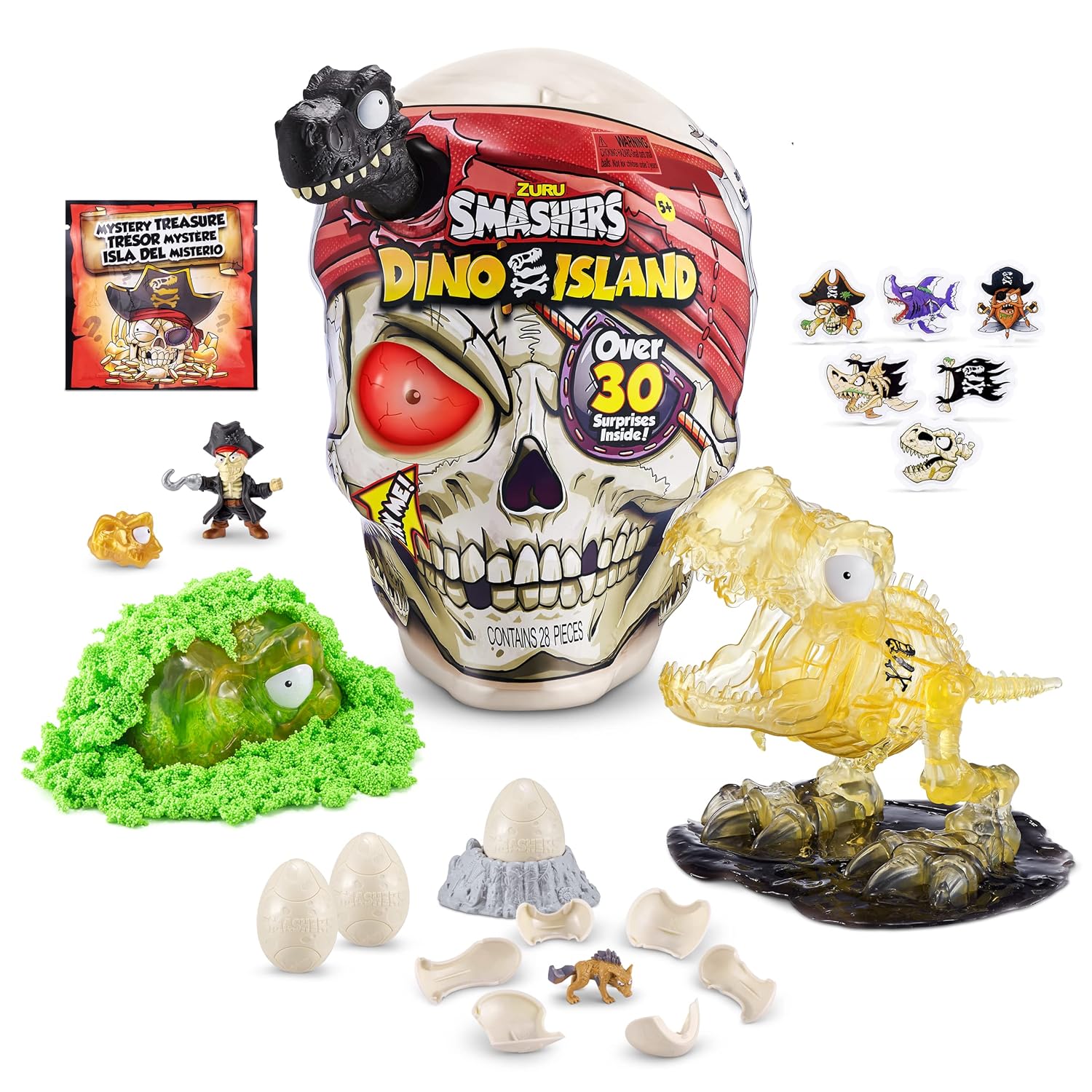 Zuru Smashers Dino Island - 28 Pieces Pirate Adventure Dino Toy for Kids 5+ with Sand, Slime & Over 30 Surprises - MINIMEE KIDS