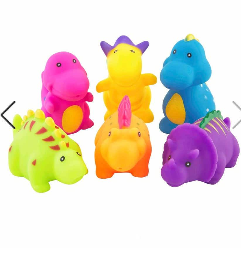 6PCS Dinosaur Bath Squirter Toys | Squeaky Shower Squeeze Toys for Kids | Fun Water Play Gift for Toddlers | Color May Vary - MINIMEE KIDS