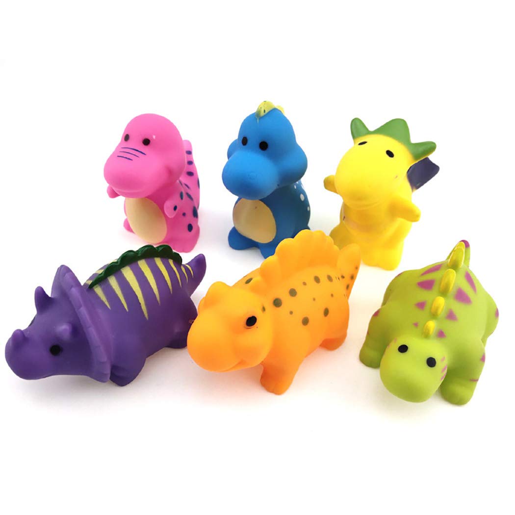 6PCS Dinosaur Bath Squirter Toys | Squeaky Shower Squeeze Toys for Kids | Fun Water Play Gift for Toddlers | Color May Vary