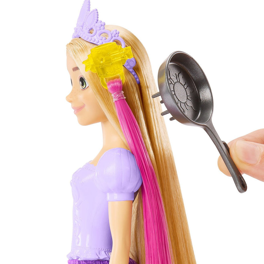 Disney Princess Fairy-Tale Hair Rapunzel Doll with Extra-Long Color-Changing Hair, Styling Accessories & Frying Pan Brush for Kids 3+ Years