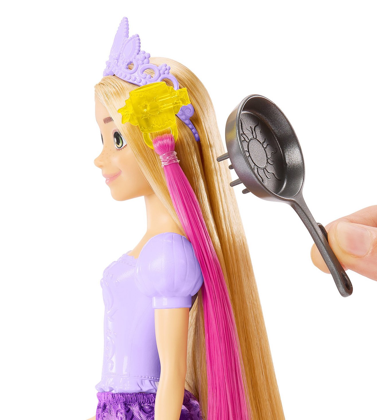 Disney Princess Fairy-Tale Hair Rapunzel Doll with Extra-Long Color-Changing Hair, Styling Accessories & Frying Pan Brush for Kids 3+ Years