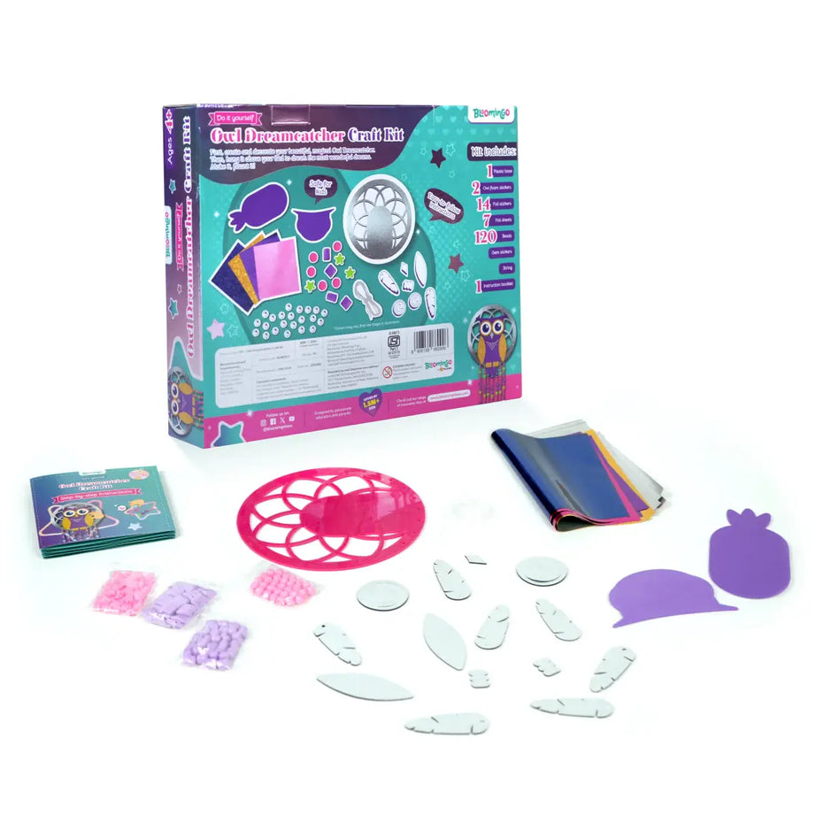 Bloomingo DIY Owl Dreamcatcher Craft Kit for Kids | 150+ Pieces | Mess-Free Foil Art Activity | Develops Creativity & Fine Motor Skills | Fun DIY Arts & Crafts for Girls & Boys | Ages 4 & Up