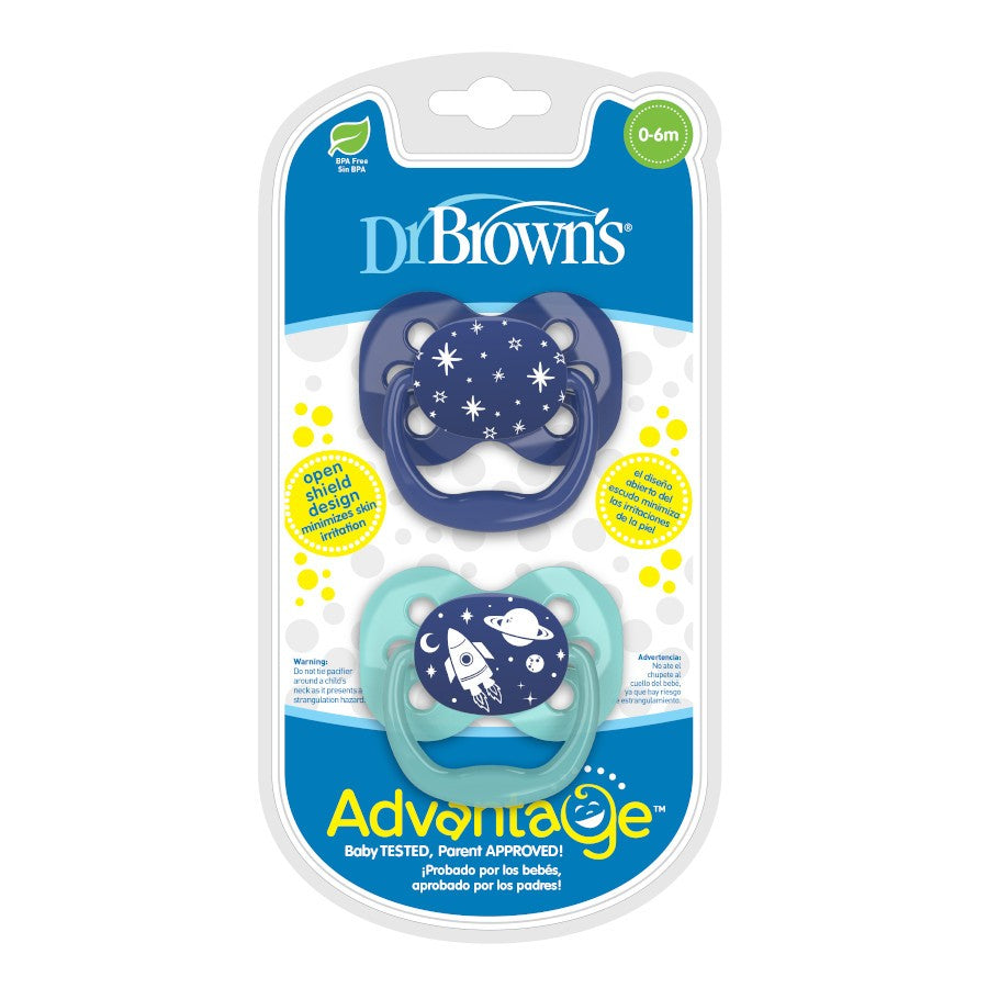 Dr. Brown's Advantage Soother Pacifier for 0-6 Months Stage 1 | Glows in the Dark | Color May Vary - MINIMEE KIDS