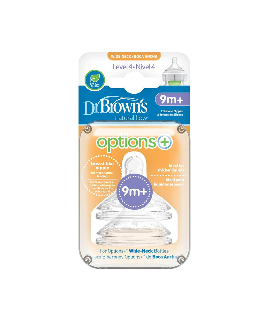 Dr Brown's Natural flow Options+ Breast Like Teat Wide Neck Level 4 for 9+ Months - Pack Of 2