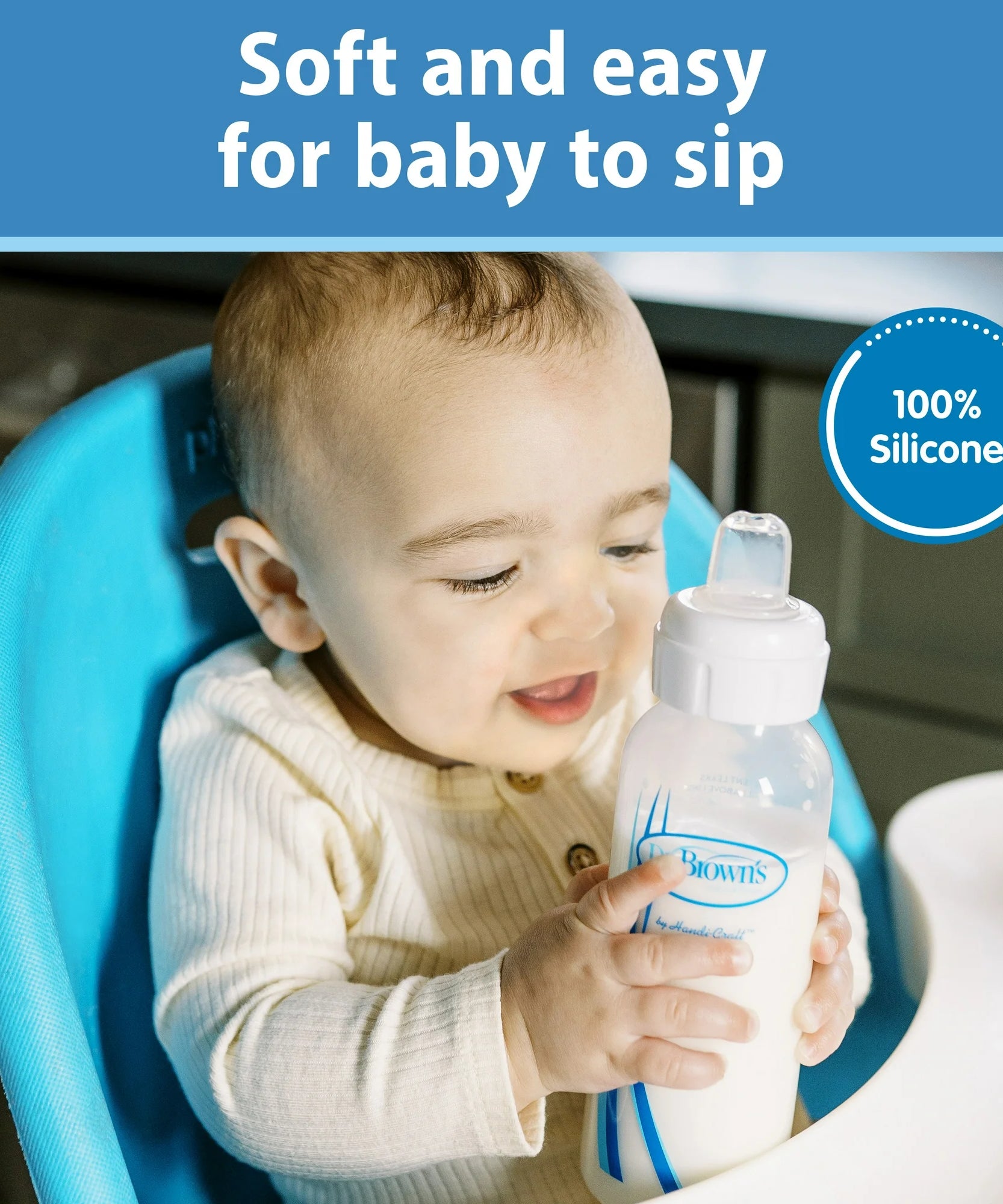 Dr. Brown's Milestones Options+ Baby Bottle Sippy Spouts - Narrow, Soft 100% Silicone (6m+, BPA Free) | Pack of 2
