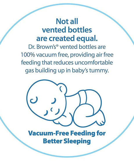 Dr. Brown’s Natural Flow Options+ Narrow Neck Anti-Colic Baby Bottle – 120ml | Level 1 Teat for Newborns | BPA-Free | Use With or Without Vent System | Reduces Gas, Spit-Up & Colic