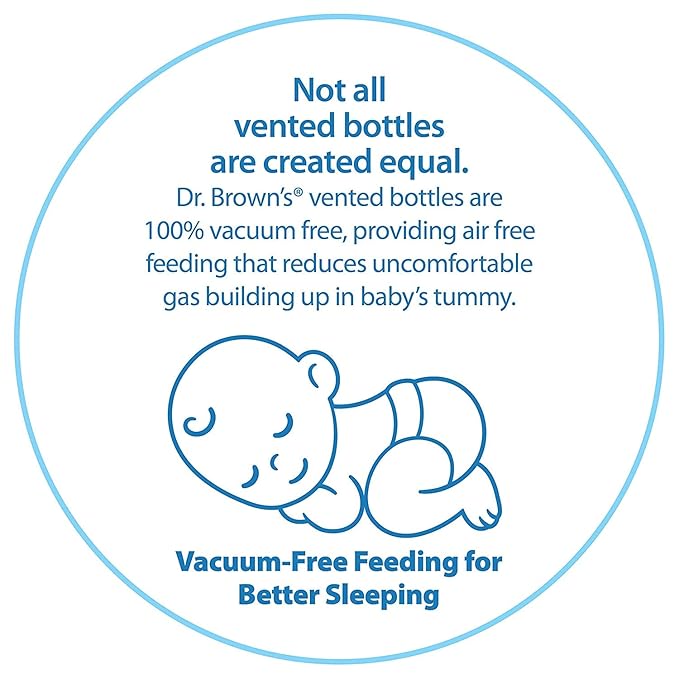 Dr. Brown’s Natural Flow Options+ Narrow Neck Anti-Colic Baby Bottle – 120ml | Level 1 Teat for Newborns | BPA-Free | Use With or Without Vent System | Reduces Gas, Spit-Up & Colic
