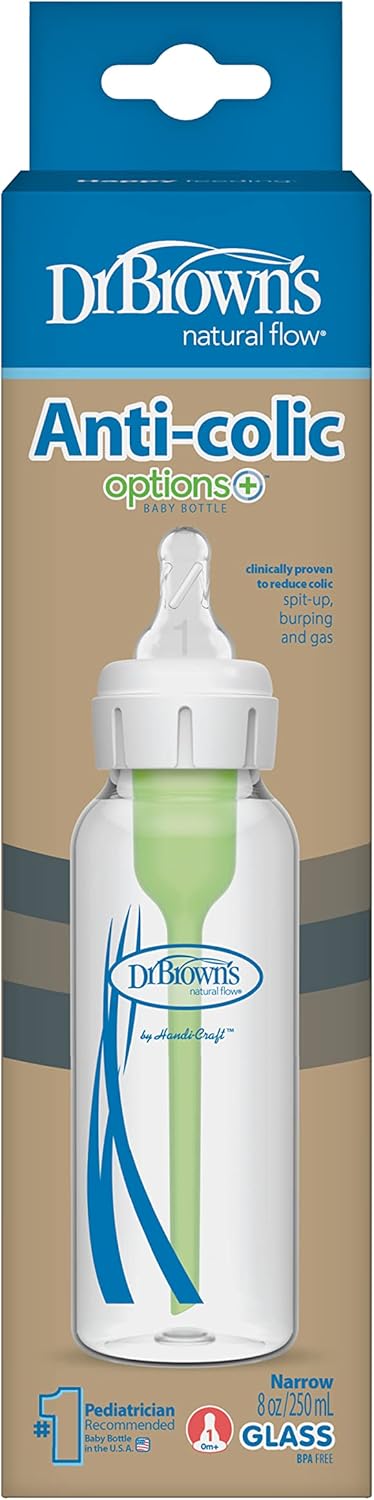 Dr. Brown's Options+ Anti-Colic 250 ml Narrow Glass Bottle for Babies 0+ Months