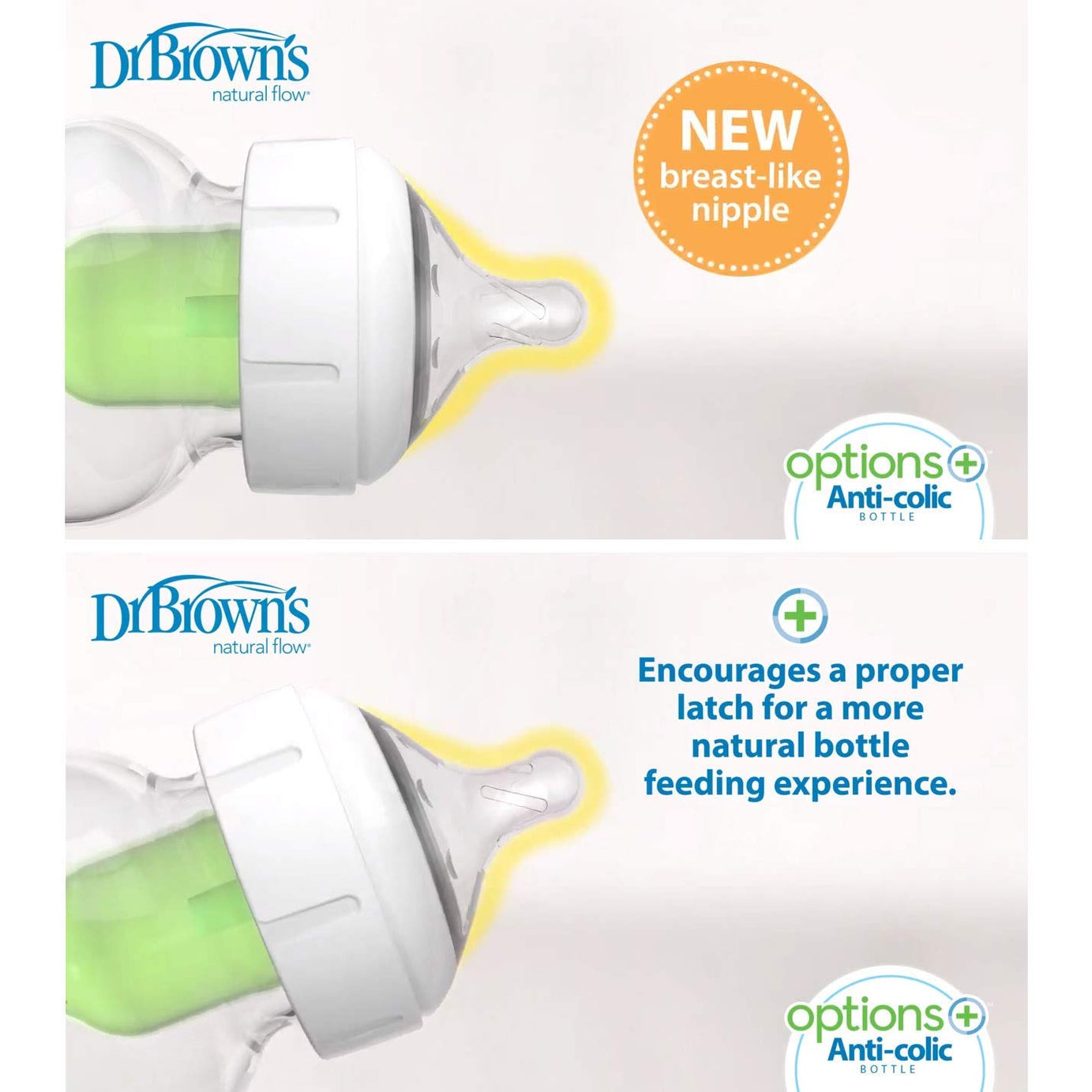 Dr Brown's natural flow Options+ Level 3 silicone nipple for wide-neck bottles | Pack of 2 Teats