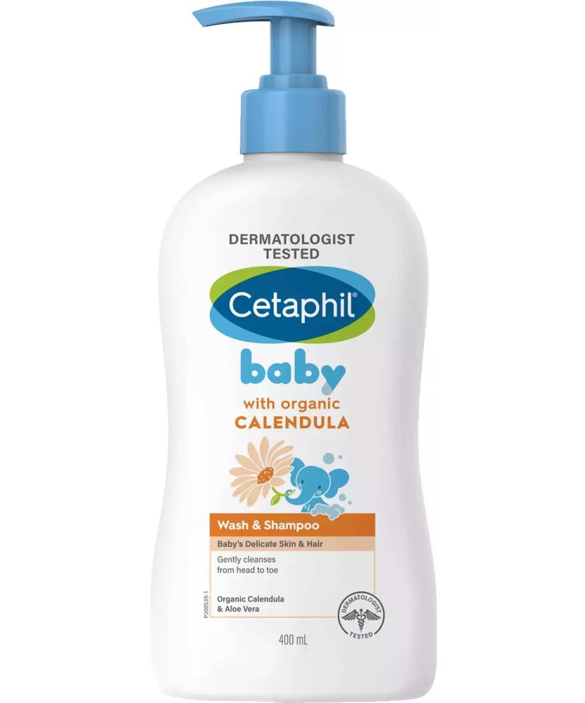 Cetaphil Baby Wash & Shampoo with Organic Calendula, 400ml - MINIMEE KIDS