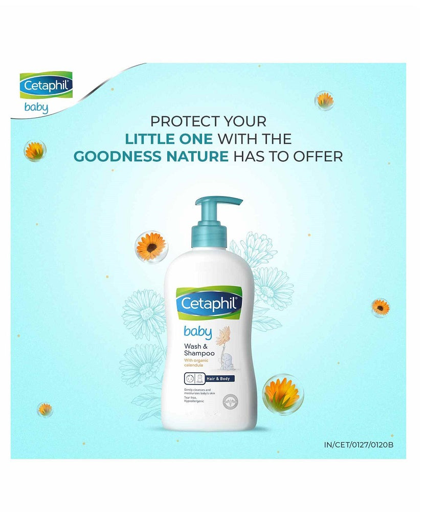 Cetaphil Baby Wash & Shampoo with Organic Calendula, 400ml - MINIMEE KIDS