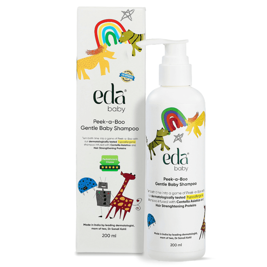 Eda Baby Peek-a-Boo Gentle Baby Shampoo 200ml – Hypoallergenic Tear-Free Formula with Centella Asiatica & Hair Strengthening Proteins for Soft and Healthy Baby Hair