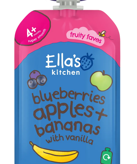 Ella’s Kitchen Blueberries, Apples & Bananas with Vanilla Organic Baby Puree | 100% Fruit | 4+ Months | No Added Sugar | 120g - MINIMEE KIDS