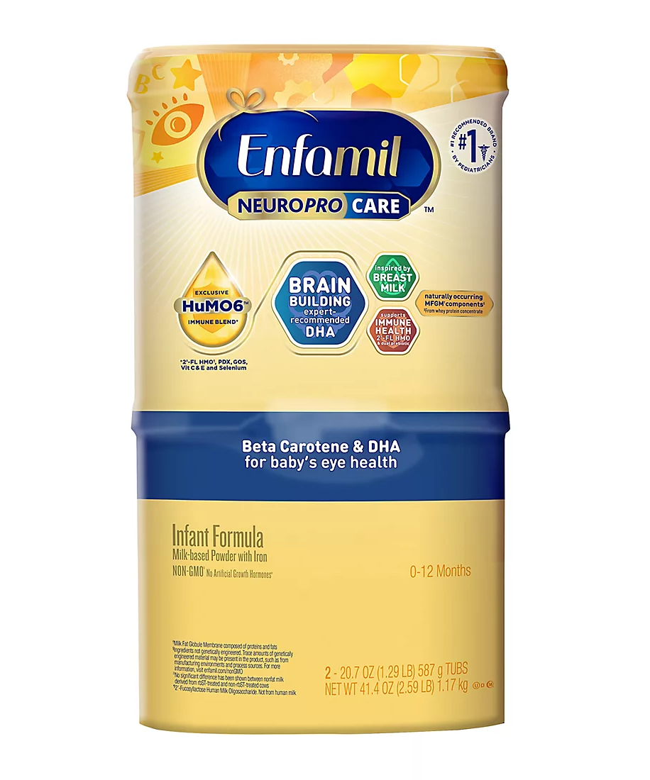 Enfamil NeuroPro Care Infant Formula | 20.7 oz (587g) Each, 2 Pack | Brain-Building DHA, HuMO6 Immune Blend | Triple Prebiotic Formula | Non-GMO | 0-12 Months - MINIMEE KIDS