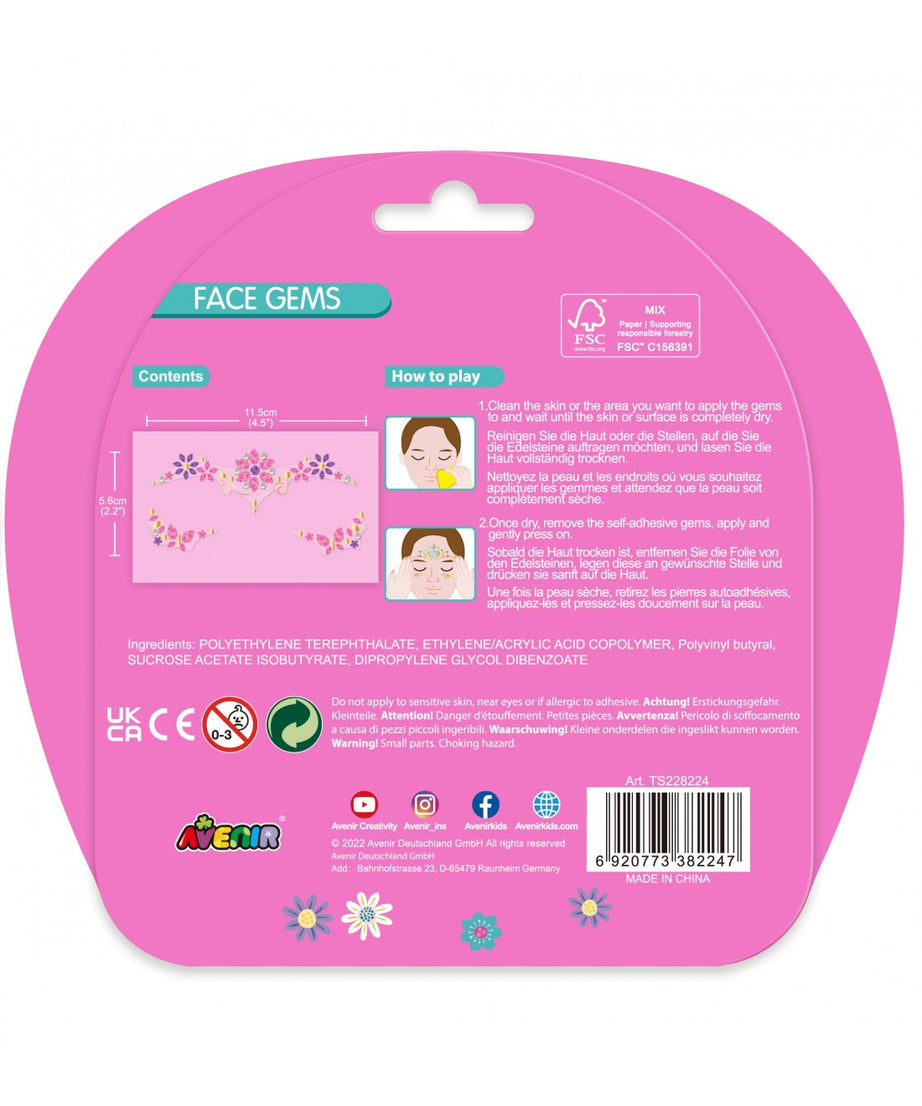 Avenir Face Gems Stickers | 3+ | Stars, Flowers, Crown, Wings | Hypoallergenic, Safe for Kids