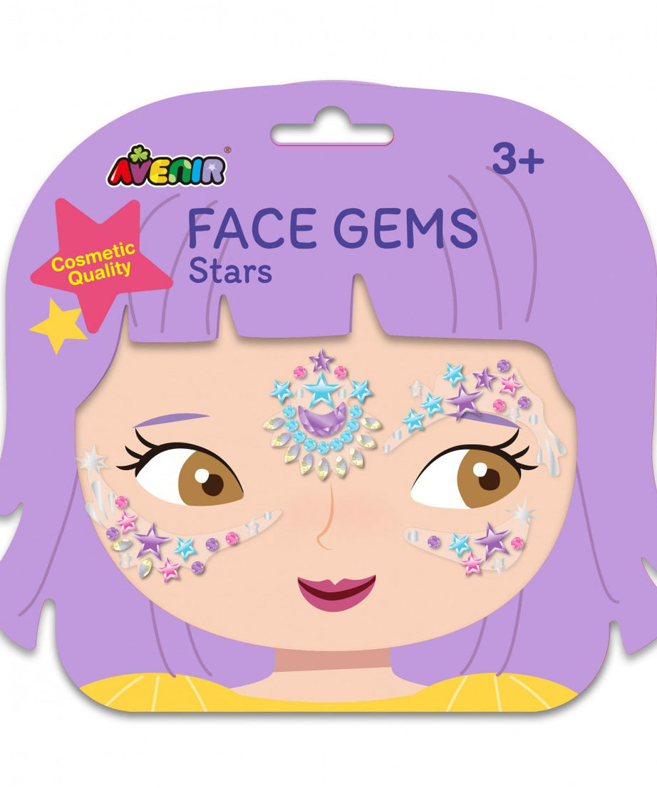 Avenir Face Gems Stickers | 3+ | Stars, Flowers, Crown, Wings | Hypoallergenic, Safe for Kids