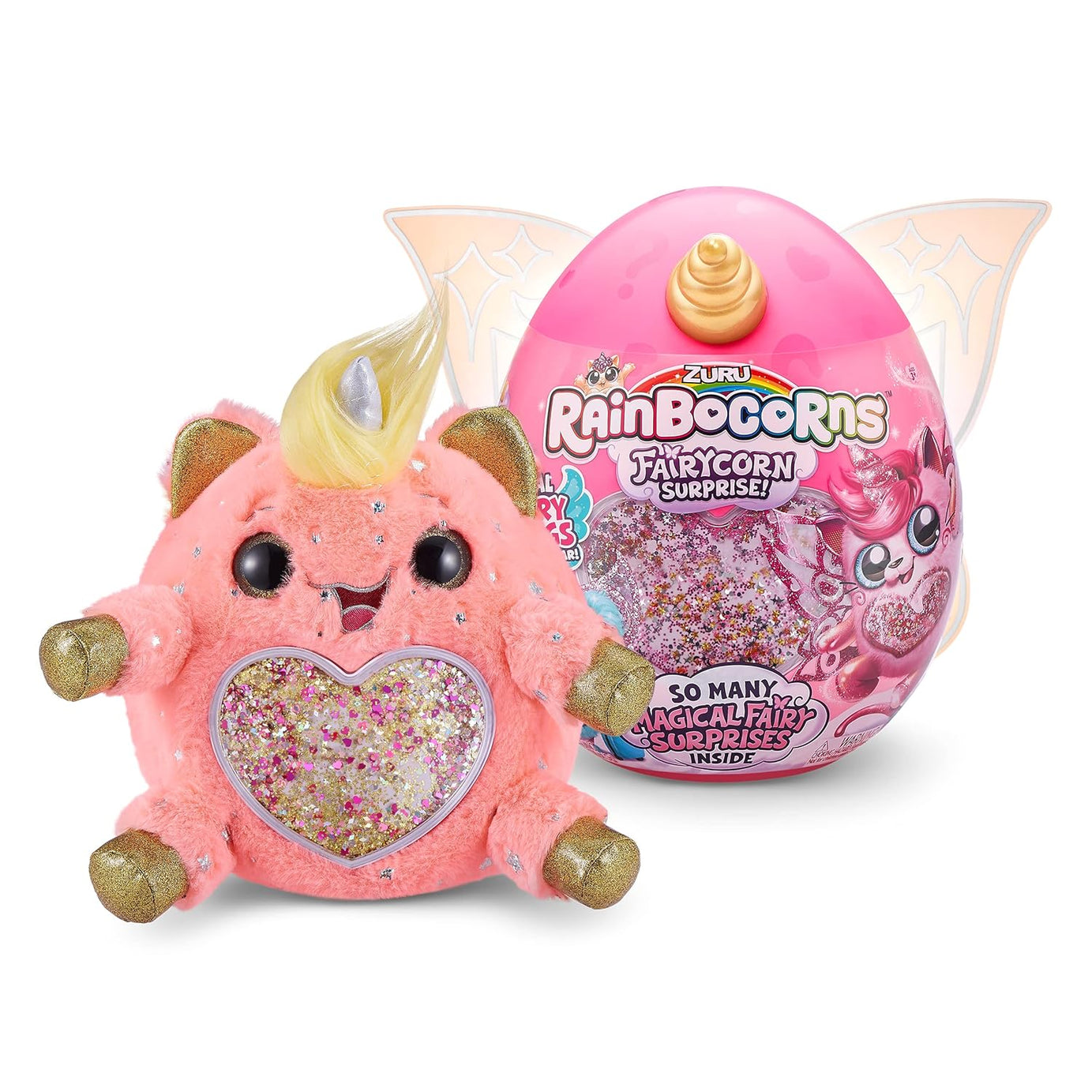 Zuru Rainbocorns Fairycorn Surprise - Magical Plush Toy with Wearable Fairy Wings, Fun Surprises Inside, for Girls Ages 3+