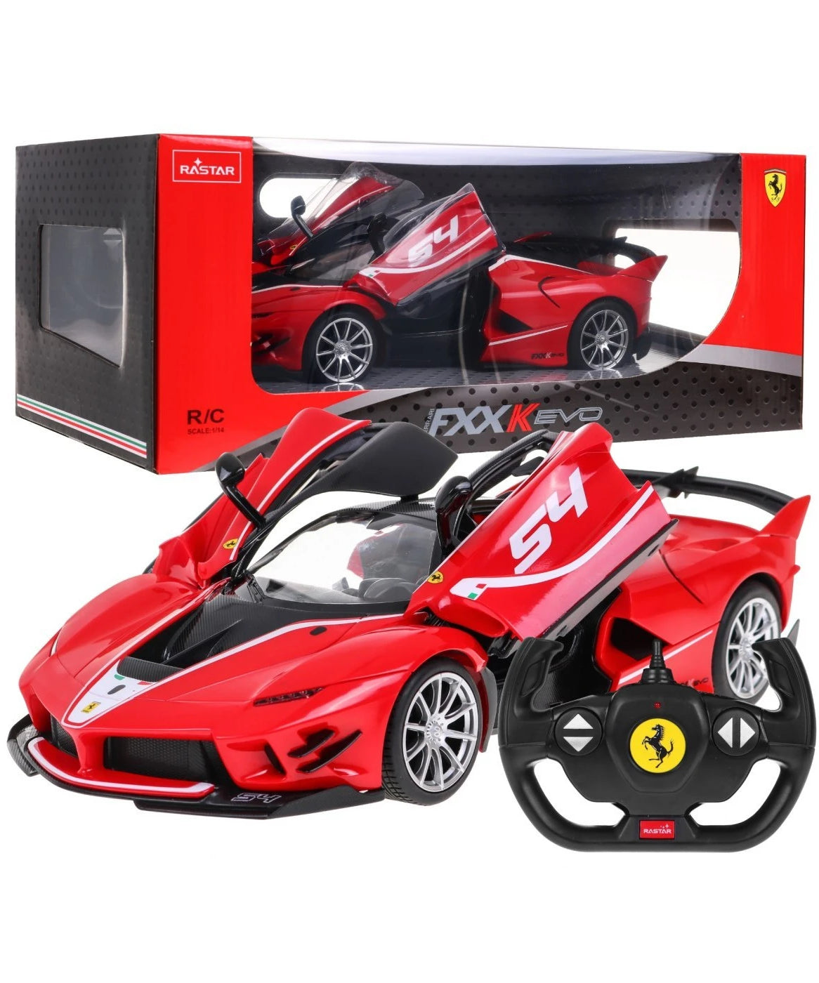 RASTAR R/C 1:14 Ferrari FXX K Evo – Officially Licensed Remote Control Supercar with Working Lights, Manually Opening Doors & Realistic Ferrari Styling – Red | Perfect Gift for Kids 6 Years & Above - MINIMEE KIDS