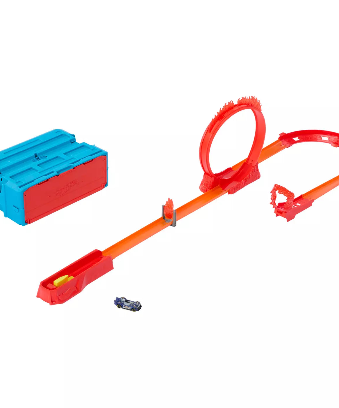 Hot Wheels Track Builder Flame Stunt Pack | Stunt Through the Flaming Loop with Fire-Themed Accessories & Storage Box | Includes 1 Hot Wheels 1:64 Scale Car | 4+ Years - MINIMEE KIDS