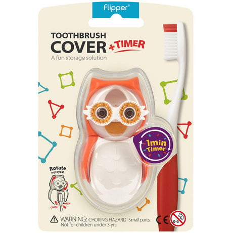 Flipper ToothBrush Cover + 1 Minute Timer - Owl (Color May Vary)