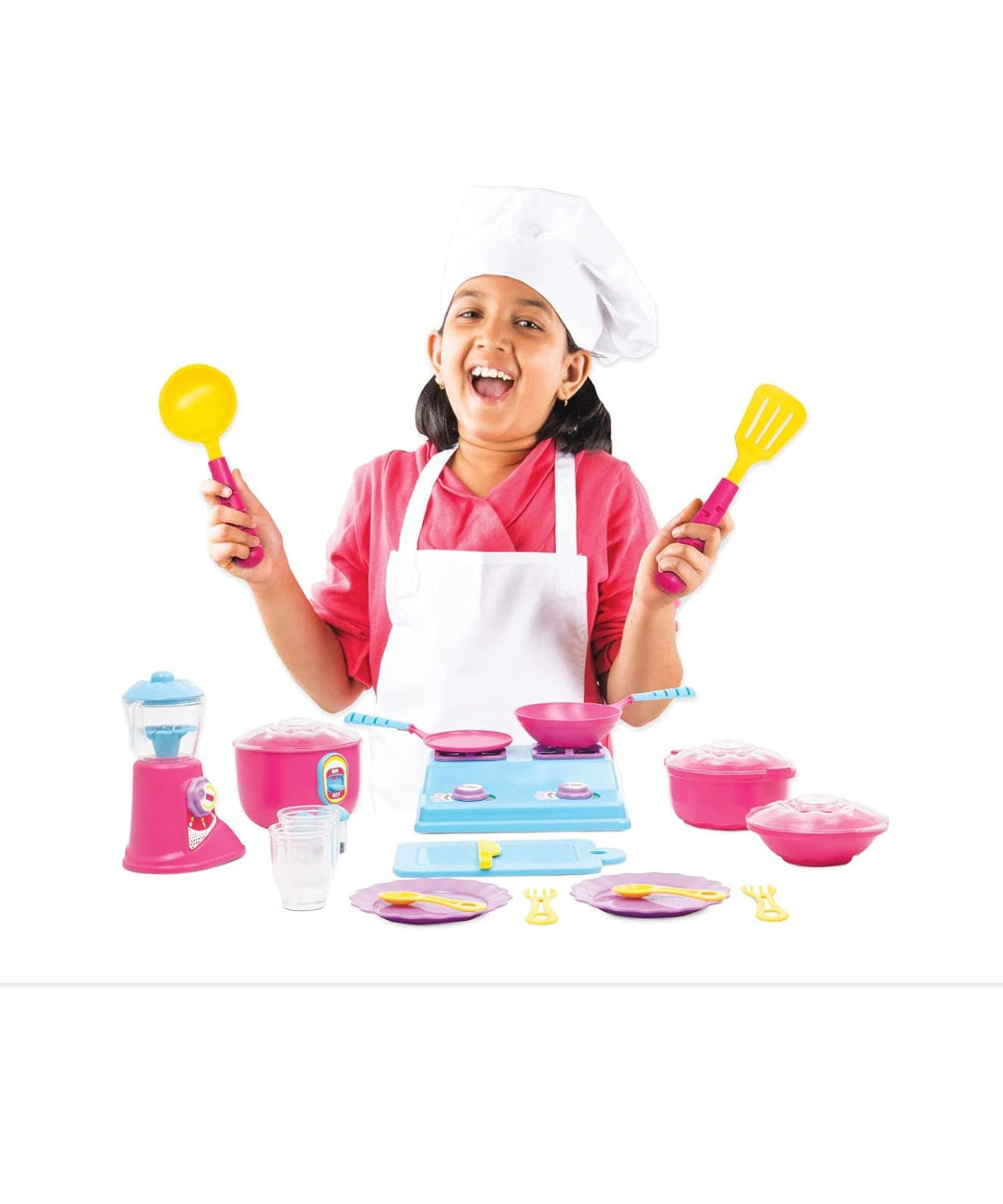 Funskool Giggles Complete Kitchen Set – 29-Piece Colourful Pretend and Play Cooking Set for Kids – Encourages Language, Social Skills & Role Play – for Ages 3 and Above - MINIMEE KIDS