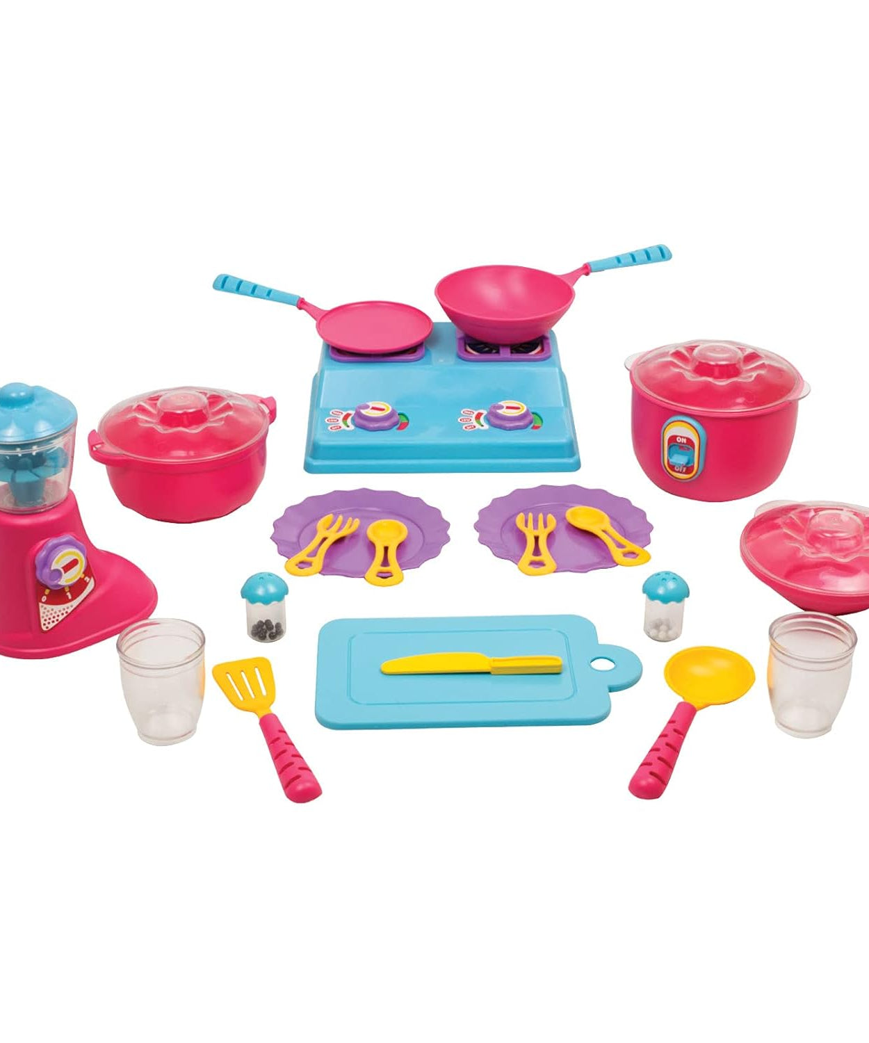 Funskool Giggles Complete Kitchen Set – 29-Piece Colourful Pretend and Play Cooking Set for Kids – Encourages Language, Social Skills & Role Play – for Ages 3 and Above - MINIMEE KIDS