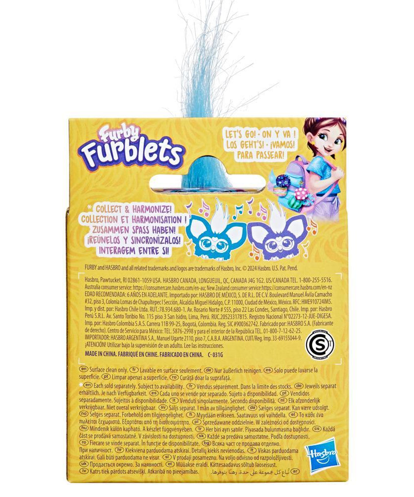 Hasbro Furby Furblets Dah-Tee Mini Electronic Plush Toy – 45+ Country Sounds | Clip-On Furbish Music Friend | 6+ Years | Keychain Collectible Toy