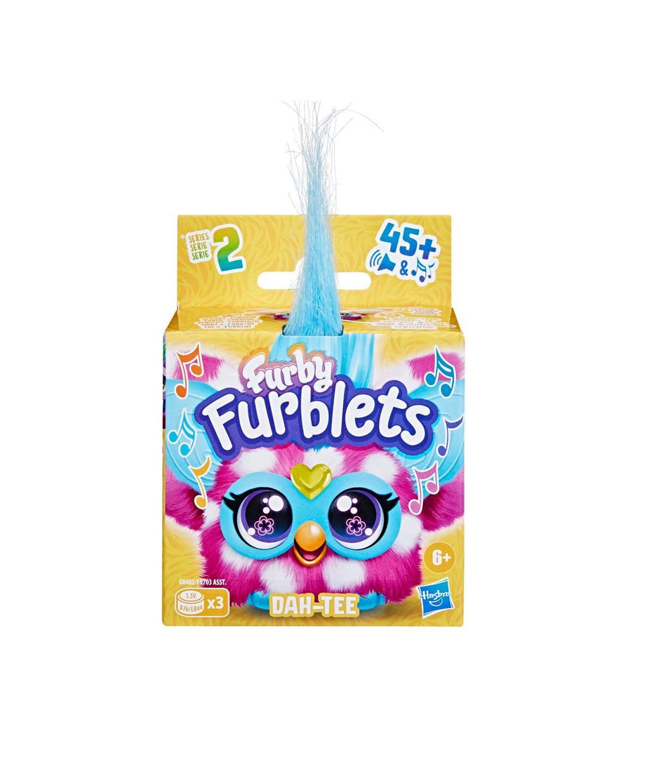 Furby Furblets toy packaging with colorful design on a white background