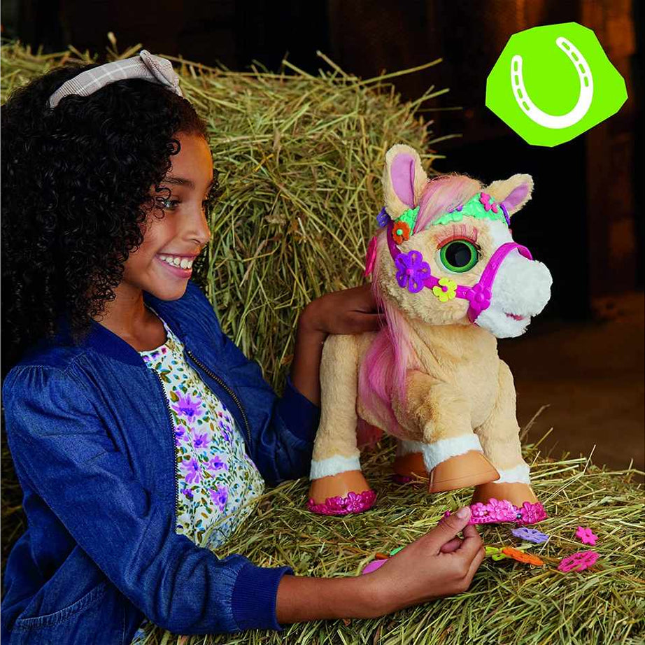 Hasbro furReal Cinnamon, My Stylin’ Pony Toy - 14-Inch Electronic Pet with 80+ Sounds & Reactions, 26 Styling Accessories for Ages 4 and Up