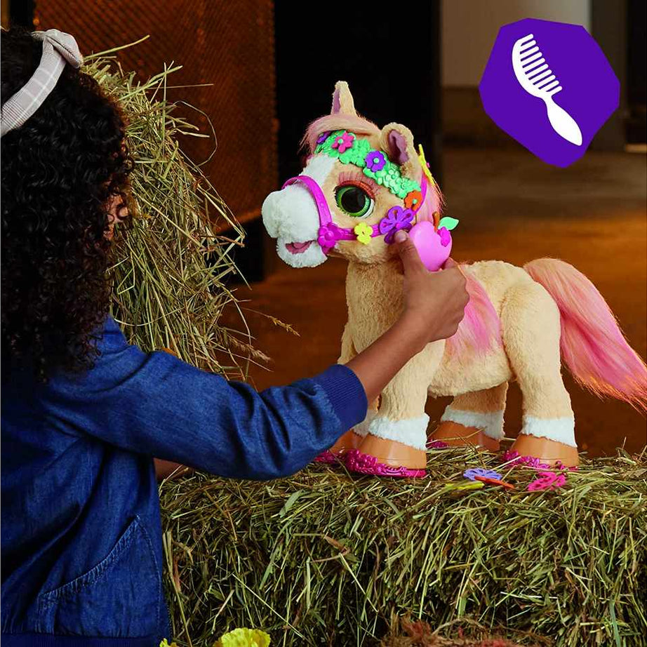 Hasbro furReal Cinnamon, My Stylin’ Pony Toy - 14-Inch Electronic Pet with 80+ Sounds & Reactions, 26 Styling Accessories for Ages 4 and Up