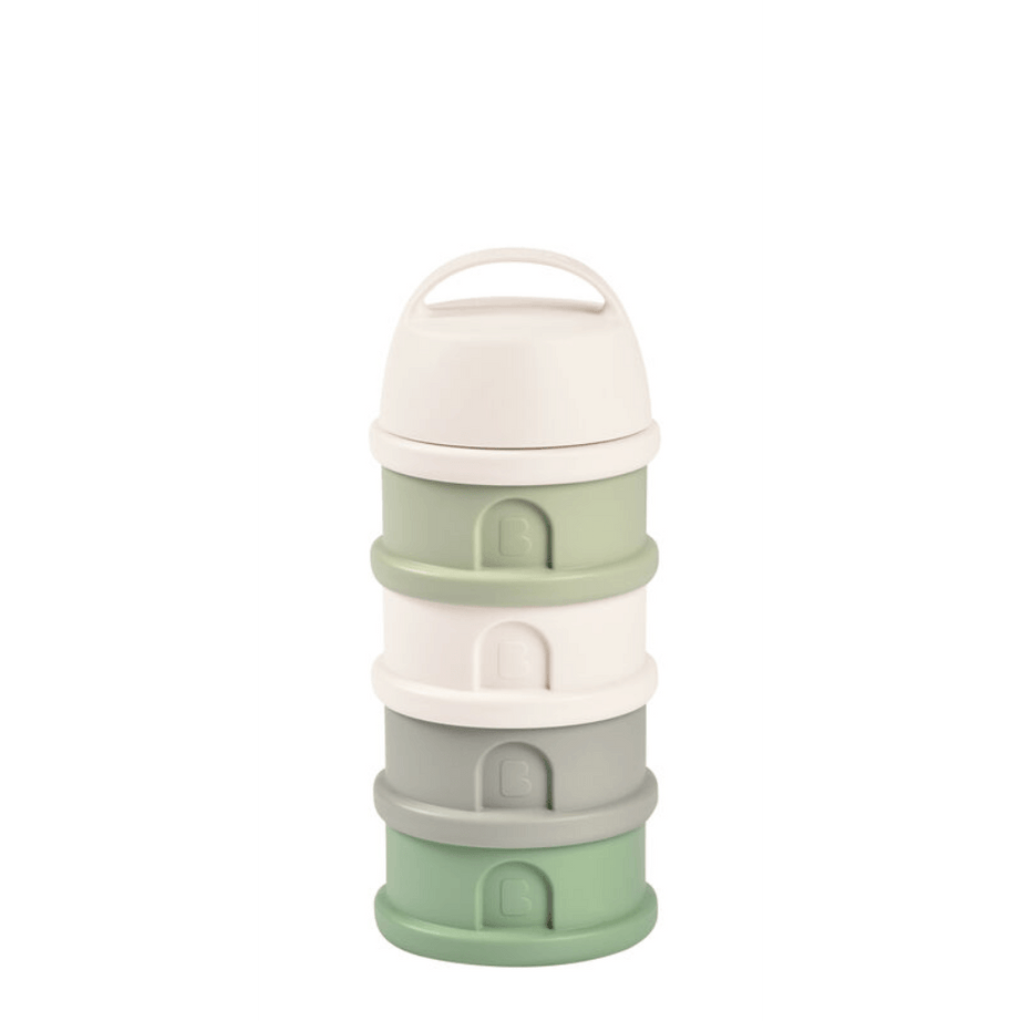BEABA Stacked Formula Container with 4 Compartments for 0+ Month | Sage Green - Portable & BPA Free