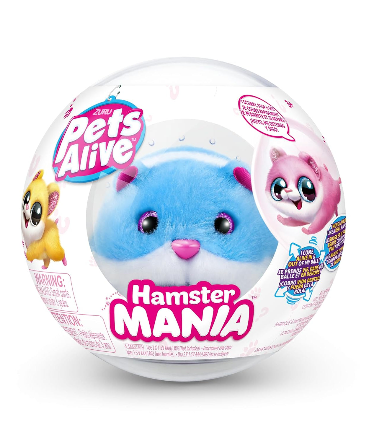 ZURU Pets Alive Hamster mania - Interactive Electronic Hamster with 20+ Real Sounds, Smart Technology, & Hamster Ball Toy for Girls and Children