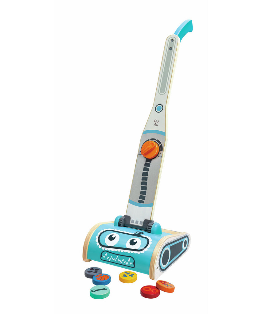 Hape Vacuum Playset for Kids – 7-Piece Robot Face Cleaning Toy | Pretend Play for 2–6 Year Olds | Enhances Motor Skills & Confidence through Tidy Fun