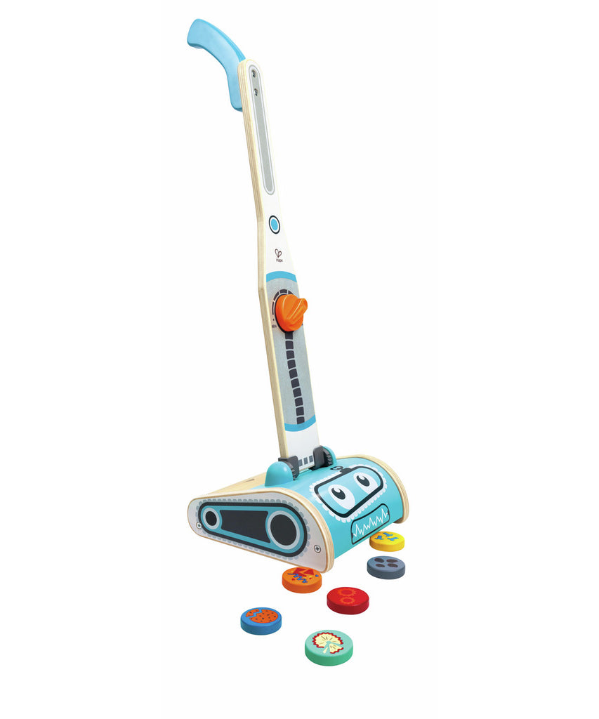 Hape Vacuum Playset for Kids – 7-Piece Robot Face Cleaning Toy | Pretend Play for 2–6 Year Olds | Enhances Motor Skills & Confidence through Tidy Fun