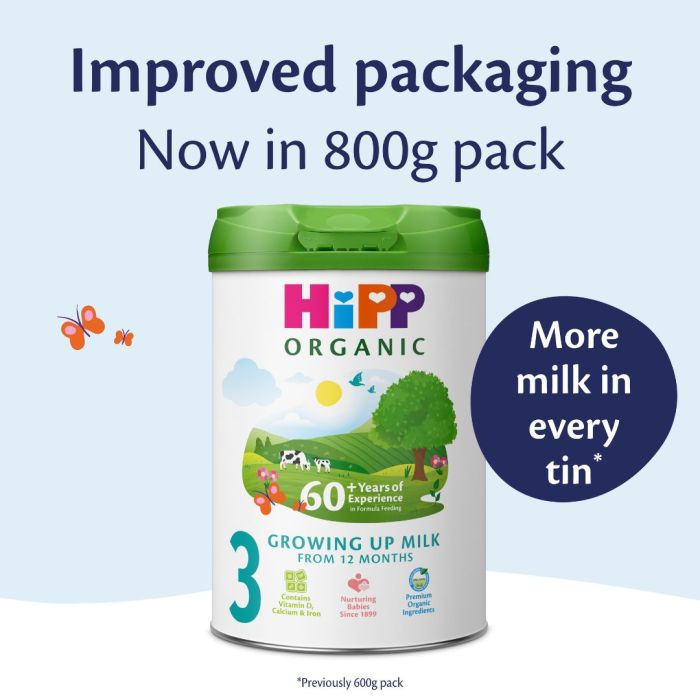 HiPP Organic 3 Growing Up Baby Milk Powder - 800g | Organic Toddler Milk from 12 Months Onwards | Nutritionally Tailored Formula with DHA & Essential Vitamins | Get 10% OFF on Pack Of 2,3&4
