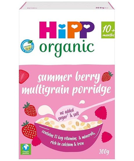 HiPP Organic Summer Berry Multigrain Porridge Baby Cereal for 10+ Months | 200g | Made in UK - MINIMEE KIDS