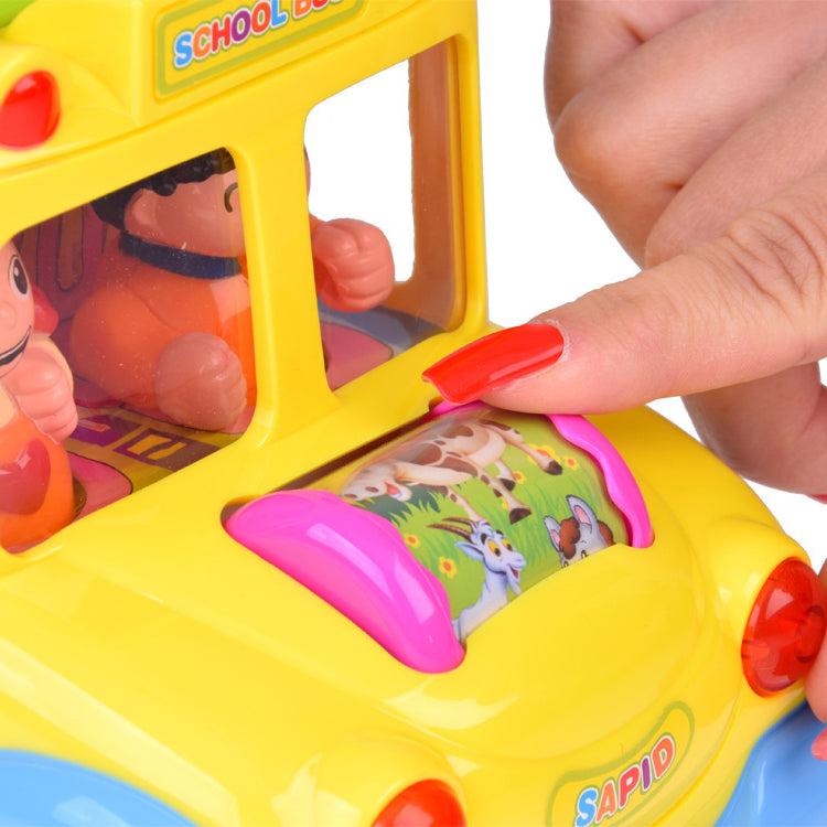Hola Keep Me Busy School Bus Toy – Interactive Musical Light & Sound Bus with Puzzle Doors, Animal Sounds & Obstacle Avoidance | Early Learning Toy for Toddlers 12M+ | Model No. 796 | Multi-Sensory Play & Cognitive Development