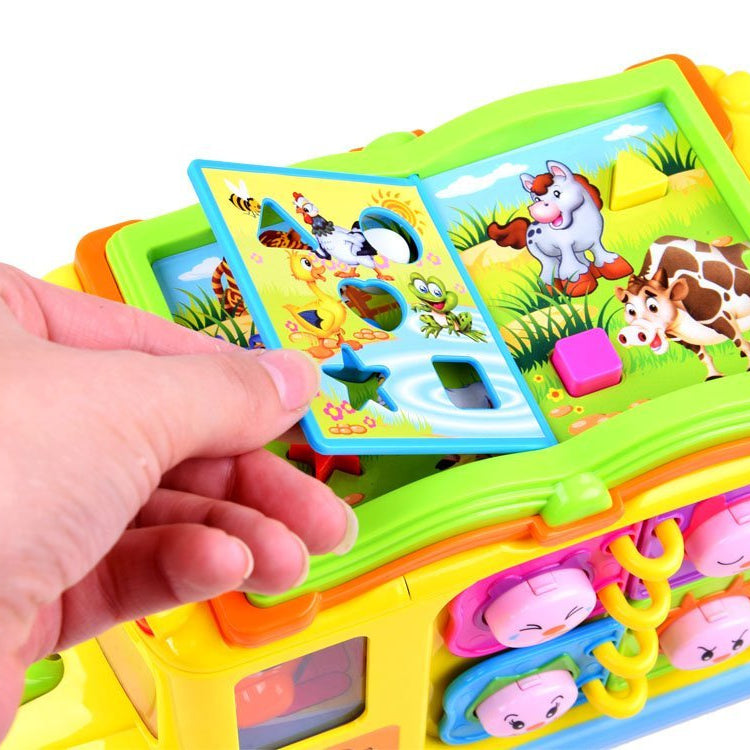 Hola Keep Me Busy School Bus Toy – Interactive Musical Light & Sound Bus with Puzzle Doors, Animal Sounds & Obstacle Avoidance | Early Learning Toy for Toddlers 12M+ | Model No. 796 | Multi-Sensory Play & Cognitive Development