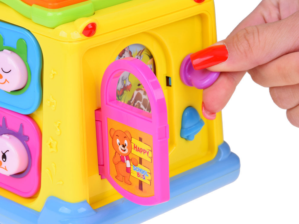 Hola Keep Me Busy School Bus Toy – Interactive Musical Light & Sound Bus with Puzzle Doors, Animal Sounds & Obstacle Avoidance | Early Learning Toy for Toddlers 12M+ | Model No. 796 | Multi-Sensory Play & Cognitive Development