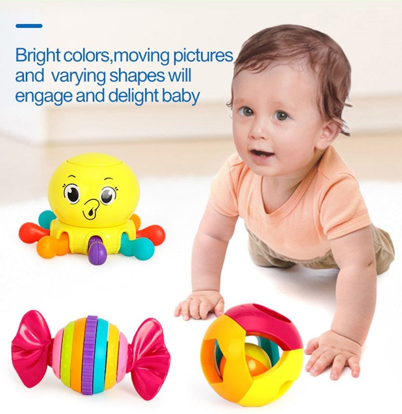 Hola Toys 6-Piece Baby Rattle Set | Sensory & Educational Development Toy for Infants | BPA-Free Colorful Rattles with Sounds, Textures & Shapes for Babies 3+ Months | Print & Color May Vary