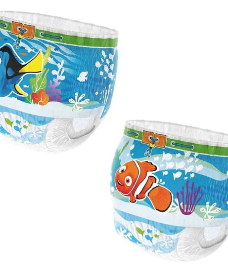 Huggies Little Swimmers Disney Pixar Finding Dory Baby Swim Diapers – Size 3-4 (7-15 kg) | Pack of 12 Swim Pants | Leak-Proof, Non-Swelling Swim Nappies with Tear-Away Sides - MINIMEE KIDS
