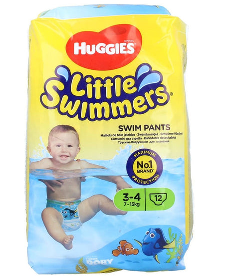 Huggies Little Swimmers Disney Pixar Finding Dory Baby Swim Diapers – Size 3-4 (7-15 kg) | Pack of 12 Swim Pants | Leak-Proof, Non-Swelling Swim Nappies with Tear-Away Sides - MINIMEE KIDS
