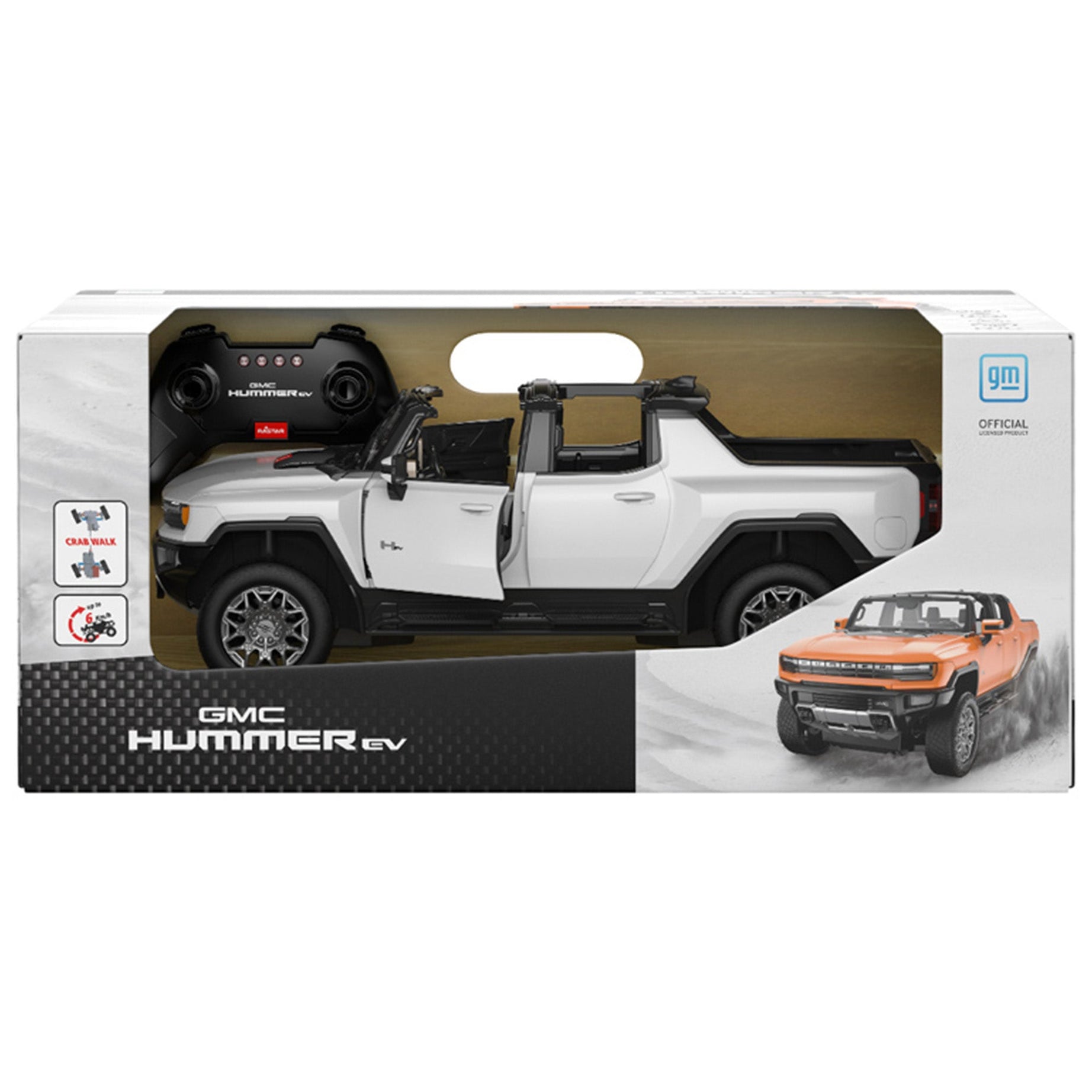 GMC Hummer EV RC Car 1/16 Scale | Licensed Remote Control Toy with Open Doors, Working LED Lights, Phone Holder, and Unique Crab Walking Mode by Rastar | Perfect Gift for Kids and Collectors