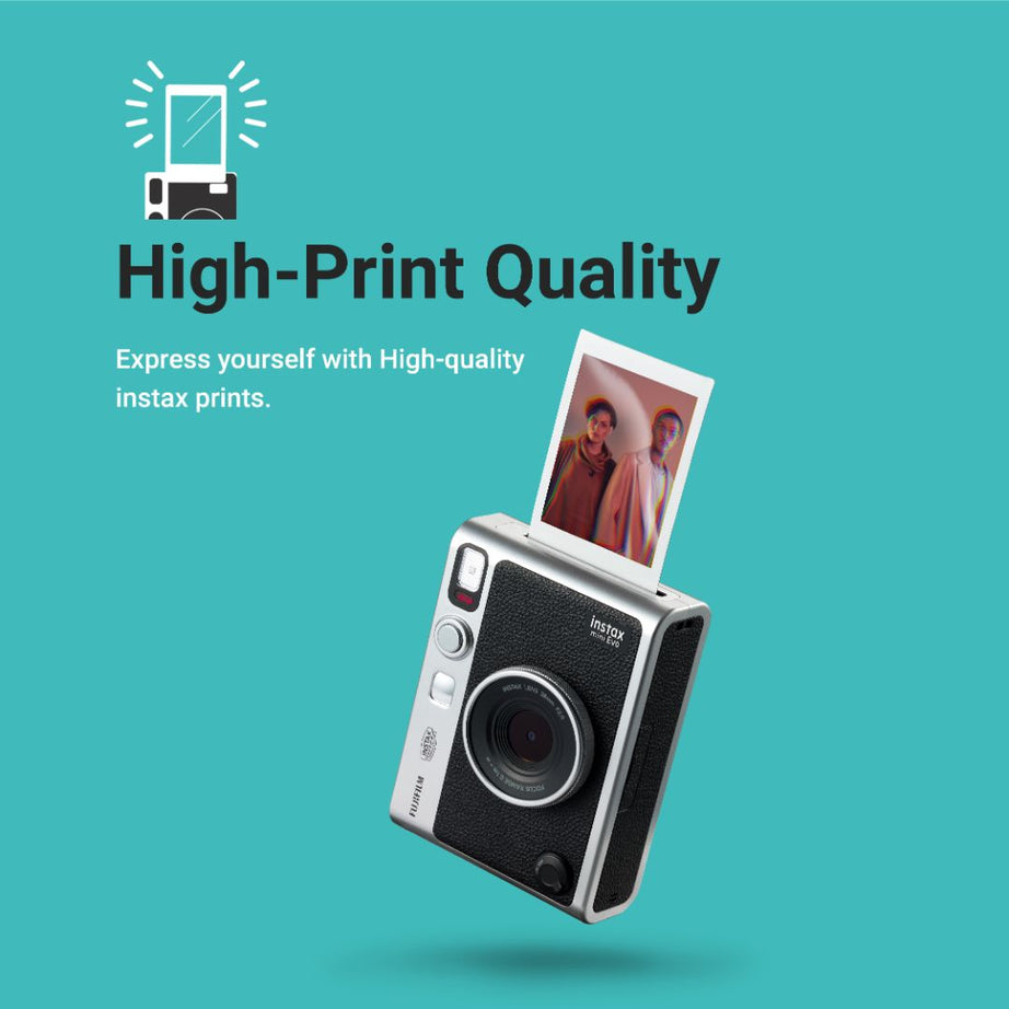 Fujifilm Instax Mini Evo Premium Hybrid Camera + Instant Printer | 100 Photo Styles with Lens & Film Effects | Direct Print from Smartphone | Black & Brown Variants with Film Bundle