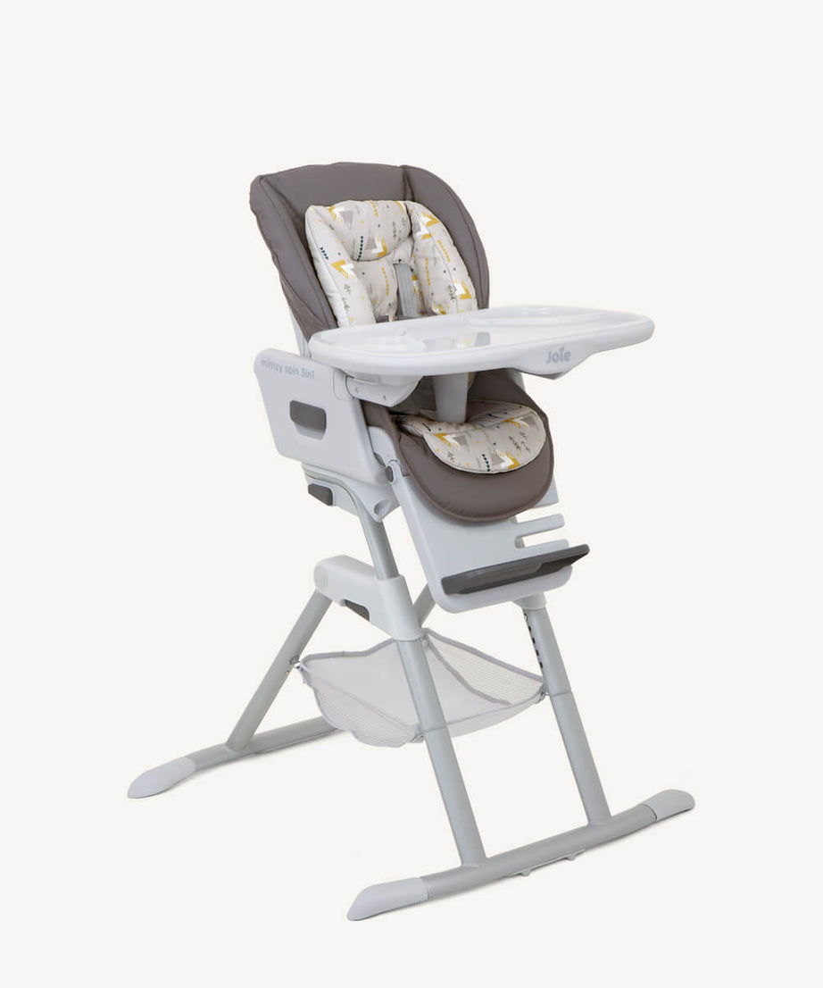 Joie Mimzy Spin 3in1 Highchair | 360° One-Hand Activated Swivel Seat | Newborn to 15kg | 5 Tilt & 5 Height Positions | Compact Standing Fold | Premium Baby Feeding Chair - MINIMEE KIDS