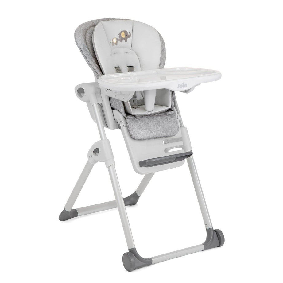 Joie Mimzy Recline High Chair - 7 Height Levels & 5 Recline Angles | Foldable Feeding Chair for Babies & Toddlers (0–15kg) | Elephant Duo Pattern