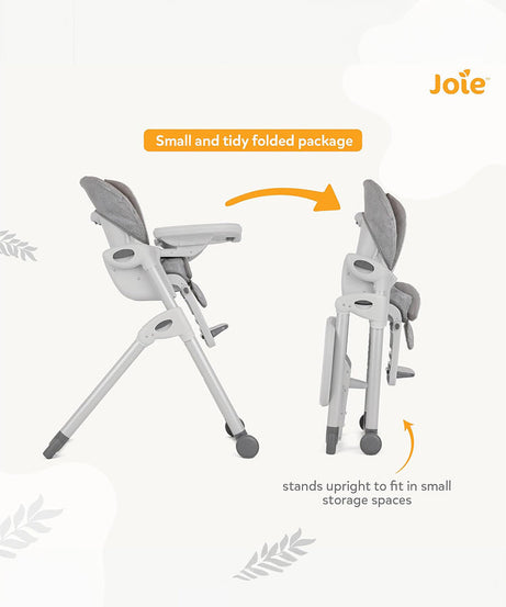 Joie Mimzy Recline 2-in-1 Highchair & Table Chair | Birth to 15kg | 7 Height & 5 Recline Positions | Compact Upright Fold with Extra Snack Tray | Available in Premium Colors - MINIMEE KIDS
